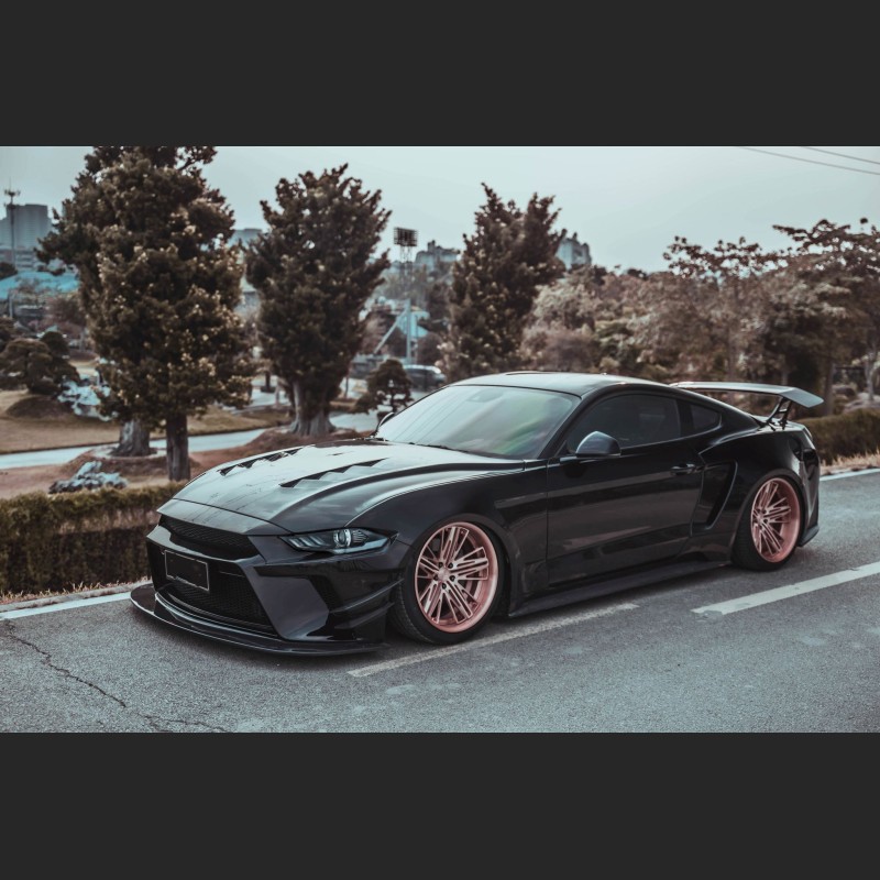 Ravoony Plus Gloss Black Car Wrap Ford Mustang S550 Wrap