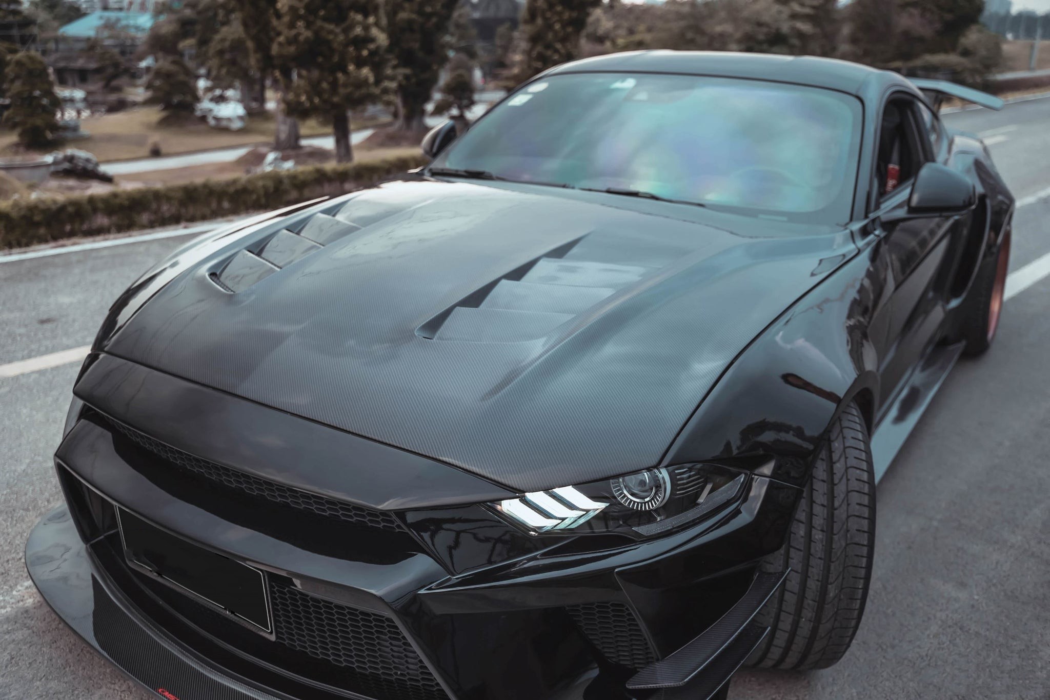 Ravoony Plus Gloss Black Car Wrap Ford Mustang S550 Wrap