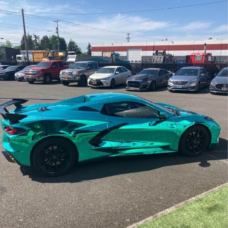 Glossy Chrome Teal Car Vinyl Wrap