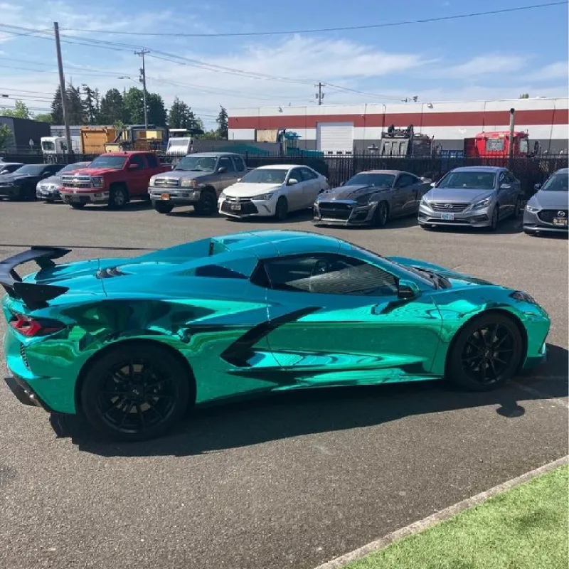 Glossy Chrome Teal Car Vinyl Wrap