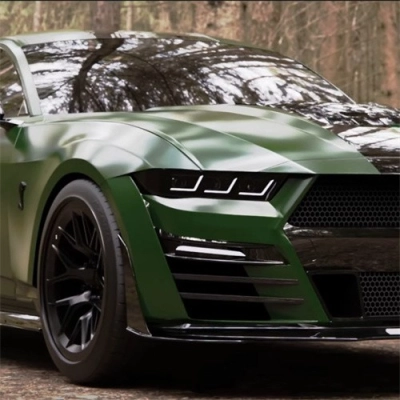 Ravoony Plus Porsche Gloss Olive Green Vinyl Car Wrap Mustang Vinyl Wrap 02