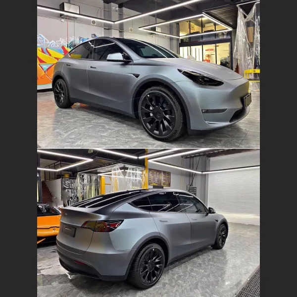 Ravoony Ultra-Matte Blue Grey Car Wrap