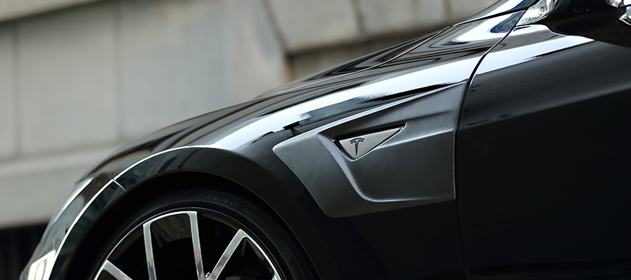 Ravoony Plus PET Glossy Crystal Black Car Vinyl Wrap Tesla Model S Wrap