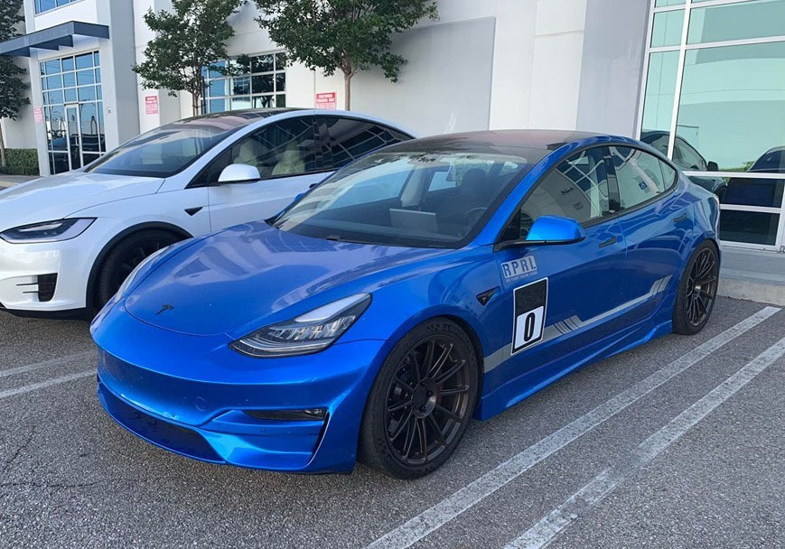 Ravoony Plus Honda Gloss Vivid Blue Vinyl Car Wrap Tesla Model 3 Wrap
