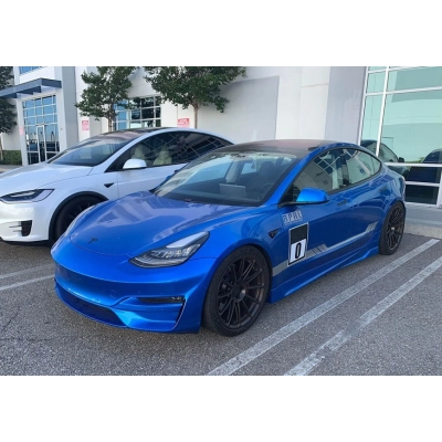 Ravoony Plus Honda Gloss Vivid Blue Vinyl Car Wrap Tesla Model 3 Wrap 02