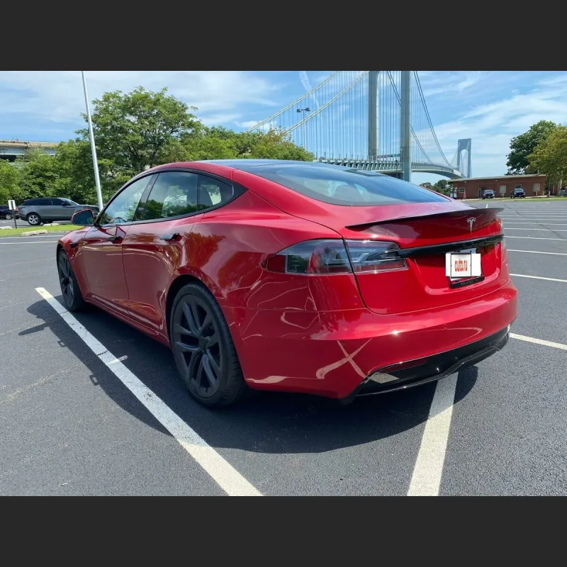 Ravoony Plus Porsche Gloss Carmine Red Vinyl Car Wrap Tesla Model S Wrap