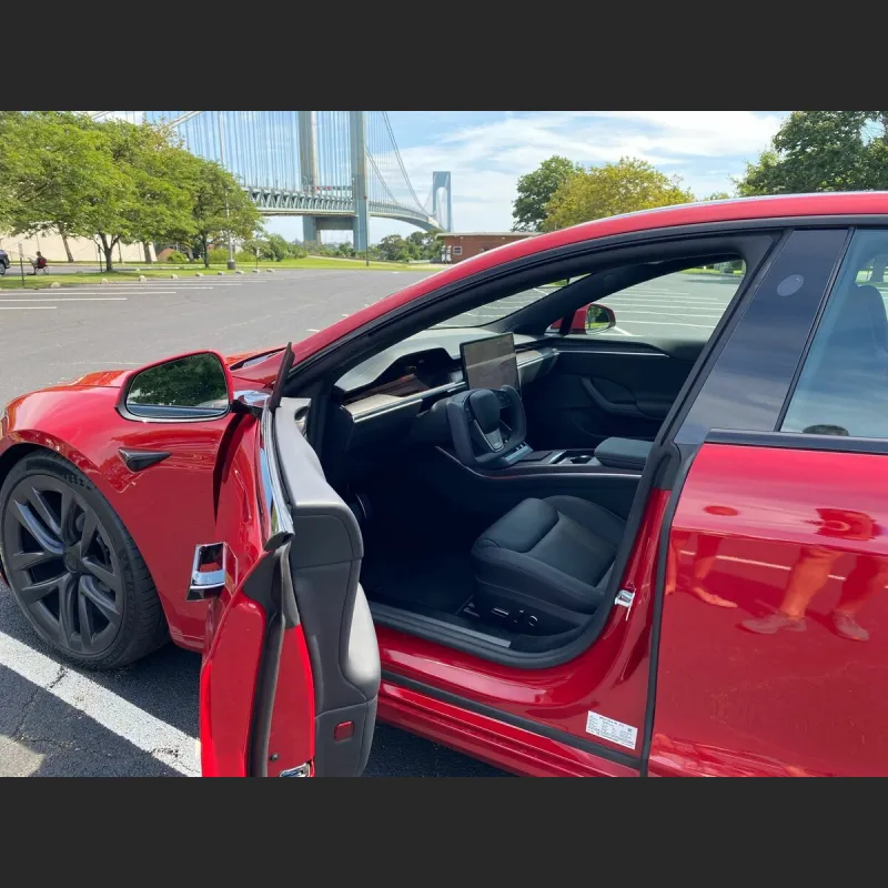 Ravoony Plus Porsche Gloss Carmine Red Vinyl Car Wrap Tesla Model S Wrap