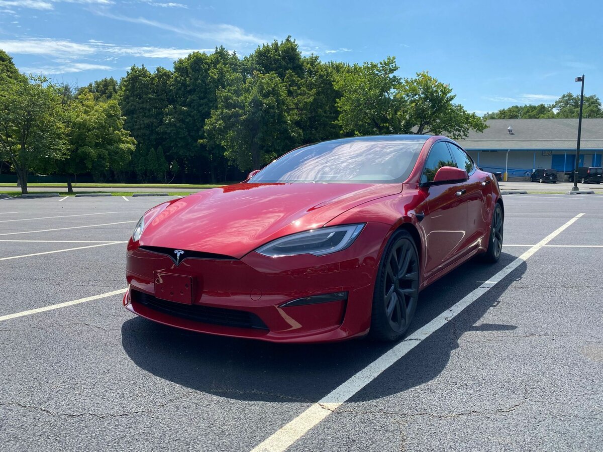 Ravoony Plus Porsche Gloss Carmine Red Vinyl Car Wrap Tesla Model S Wrap