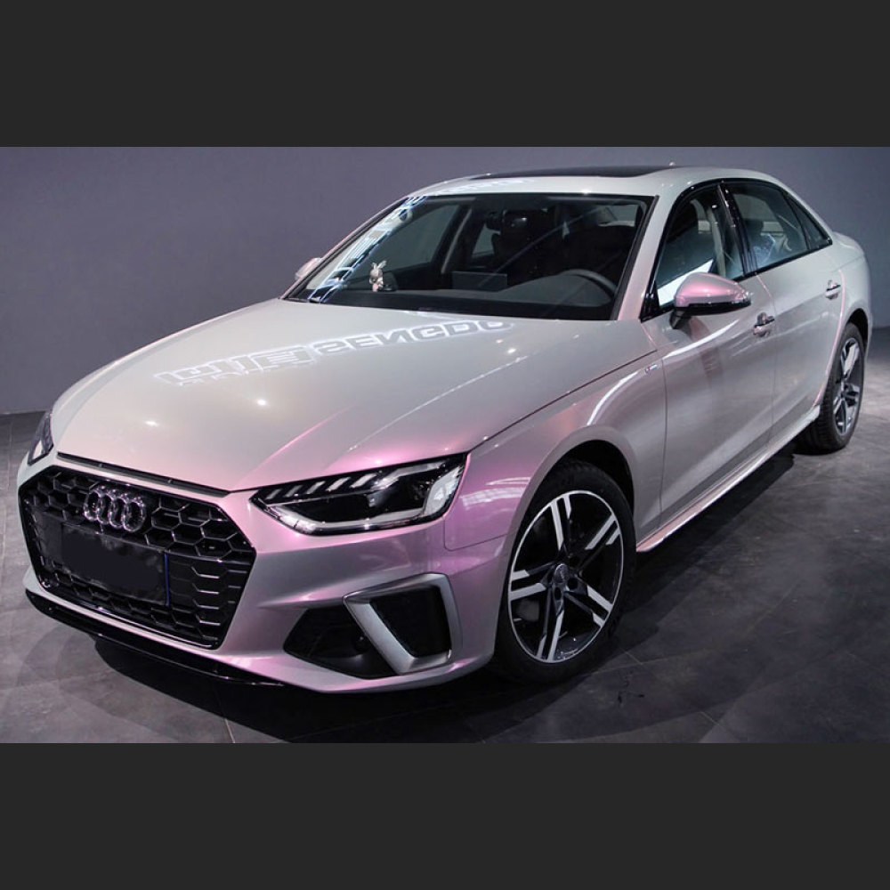 Ravoony Plus Matte Diamond Grey Red Color Flip Vinyl Wrap