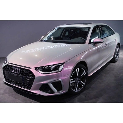 Ravoony Plus Matte Diamond Grey Red Color Flip Vinyl Wrap 02