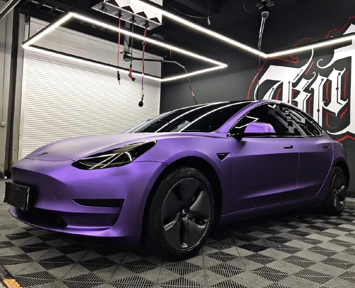 Ravoony Plus Matte Heavy Metal Sparkle Purple Car Wrap