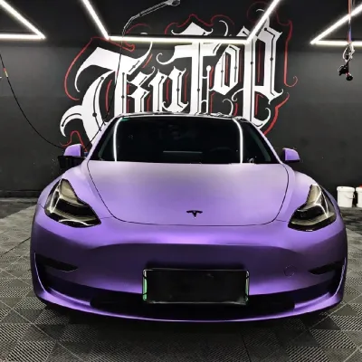 Ravoony Plus Matte Heavy Metal Sparkle Purple Car Wrap 02