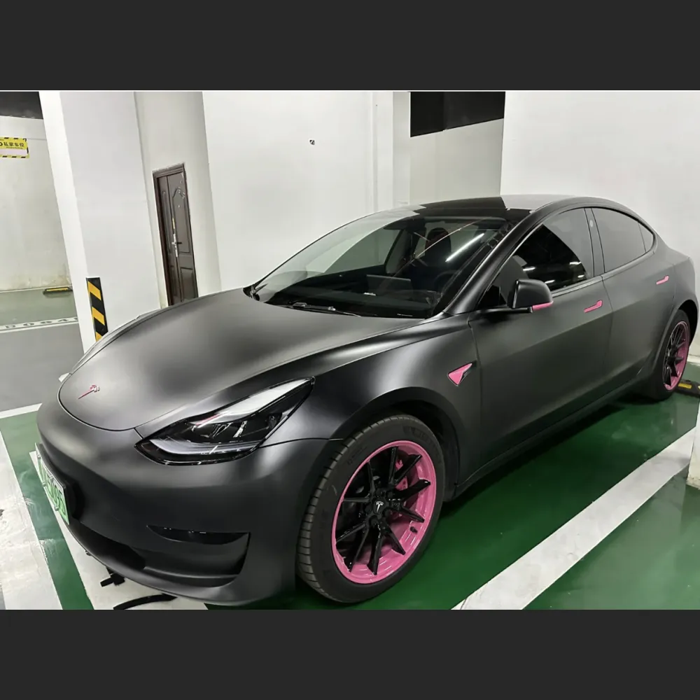 Ravoony Plus Matte Black Car Vinyl Wrap Tesla Model 3 Wrap