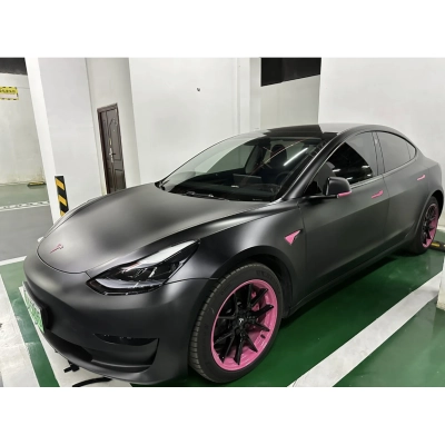 Ravoony Plus Matte Black Car Vinyl Wrap Tesla Model 3 Wrap 02