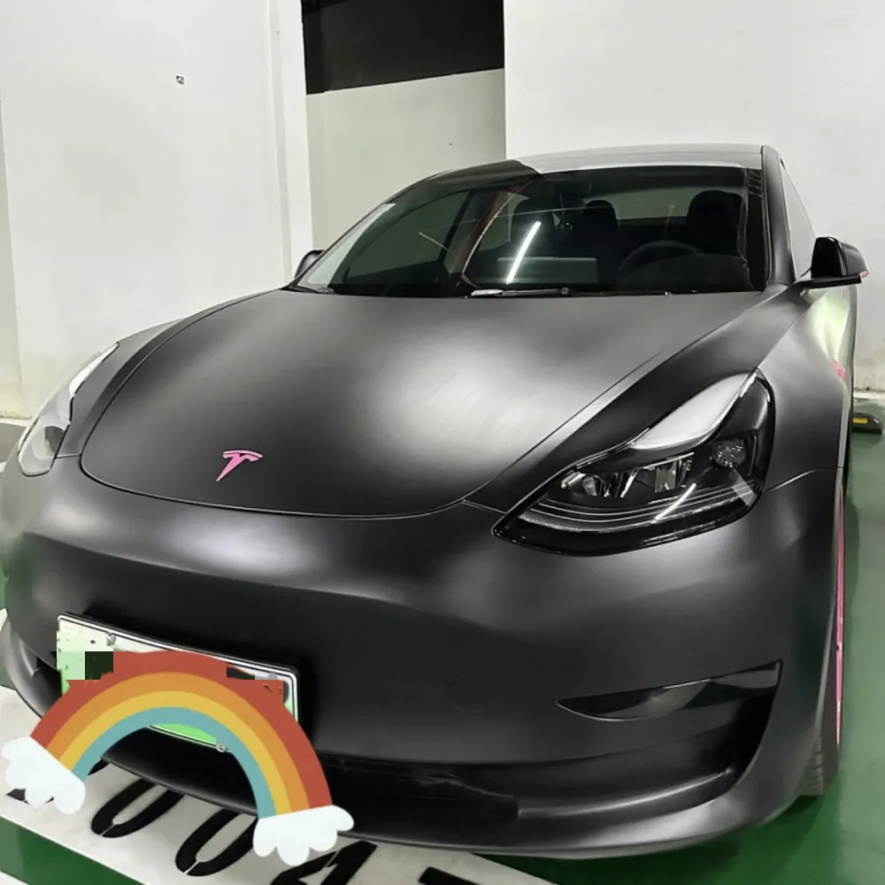 Ravoony Plus Matte Black Car Vinyl Wrap Tesla Model 3 Wrap