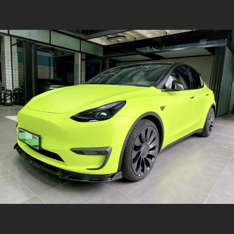 Ravoony Plus Fluorescent Green Car Vinyl Wrap Tesla Model Y Wrap