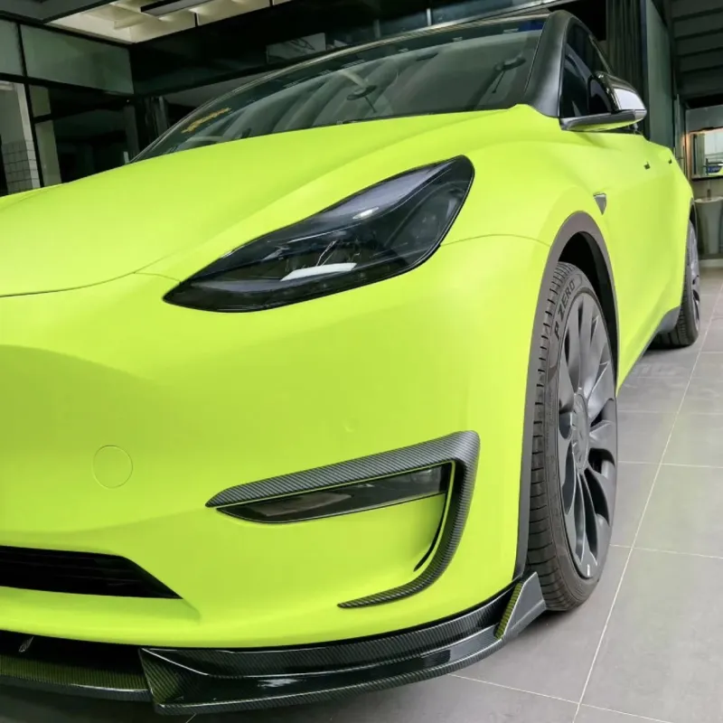 Ravoony Plus Fluorescent Green Car Vinyl Wrap Tesla Model Y Wrap