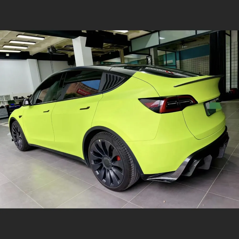 Ravoony Plus Fluorescent Green Car Vinyl Wrap Tesla Model Y Wrap