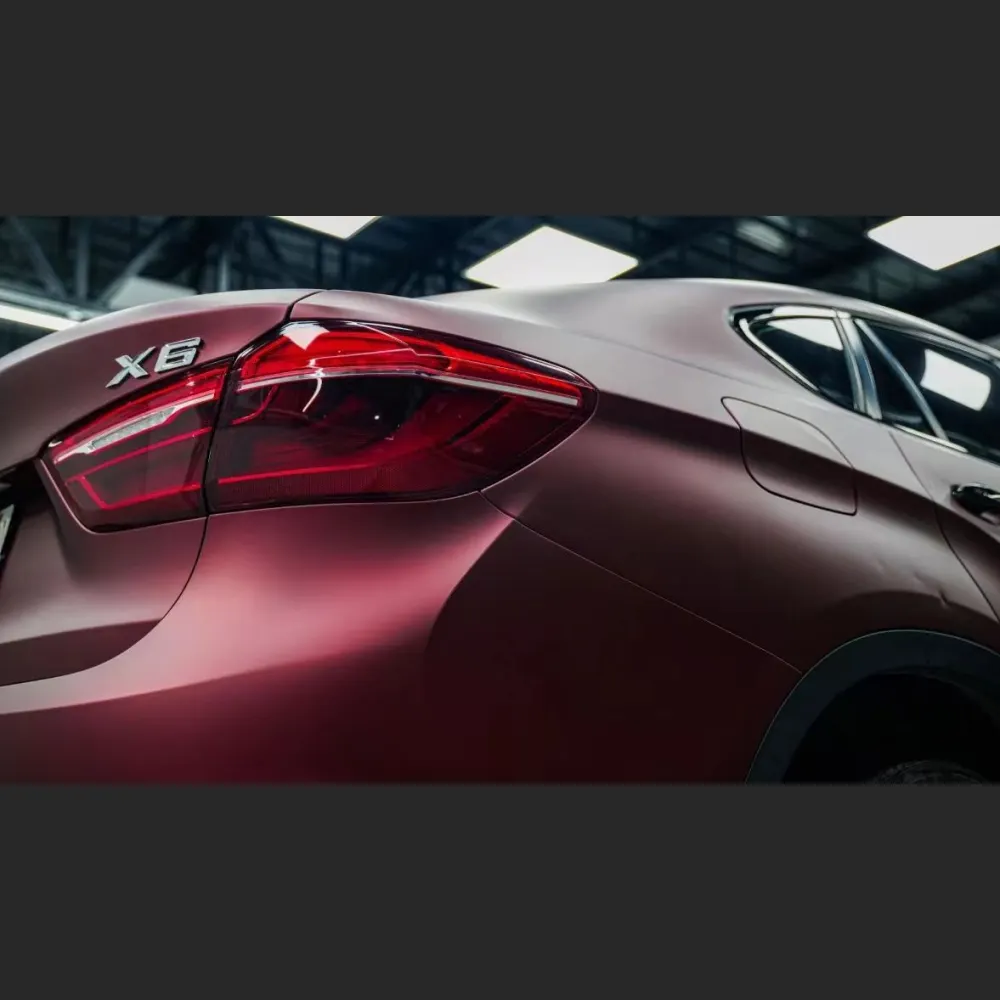 Ravoony Plus Matte Chrome Romanee Red Vinyl Car Wrap BMW X6 Wrap