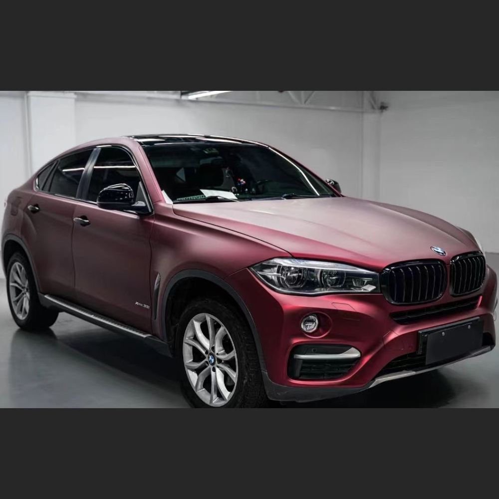 Ravoony Plus Matte Chrome Romanee Red Vinyl Car Wrap BMW X6 Wrap