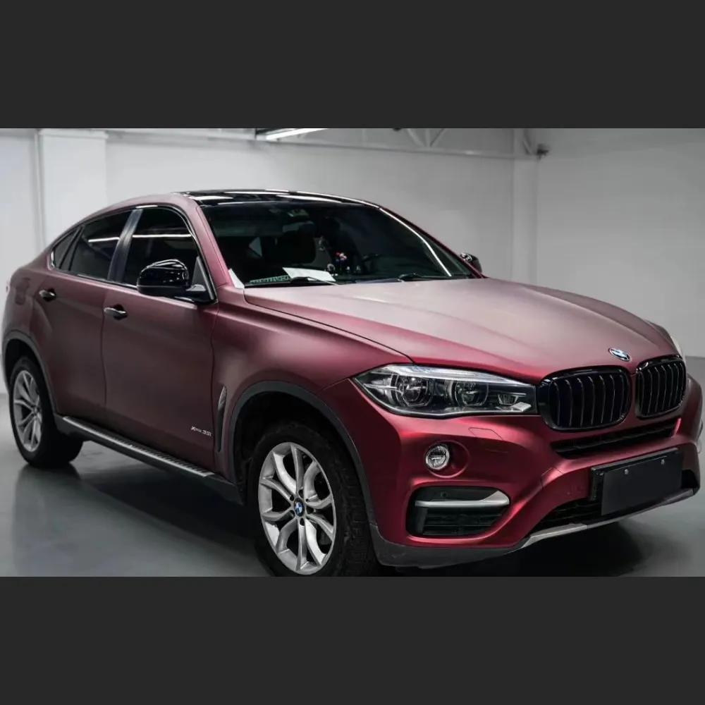Ravoony Plus Matte Chrome Romanee Red Vinyl Car Wrap BMW X6 Wrap