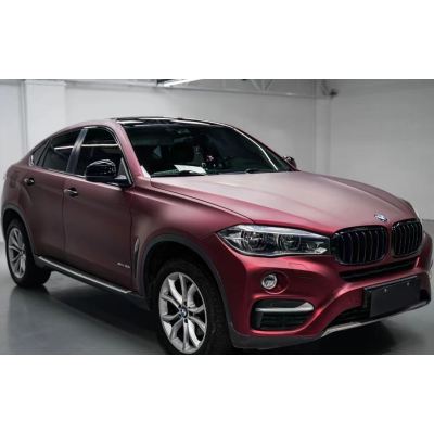 Ravoony Plus Matte Chrome Romanee Red Vinyl Car Wrap BMW X6 Wrap 02