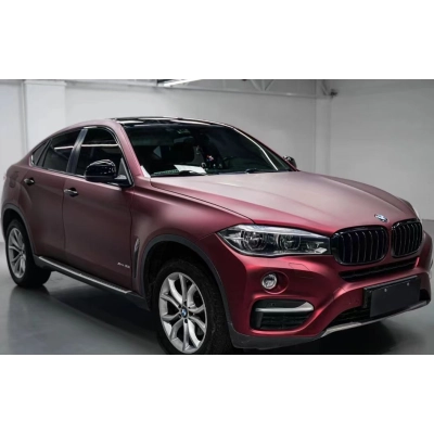 Ravoony Plus PET Matte Chrome Romanee Red Vinyl Car Wrap BMW X6 Wrap 02