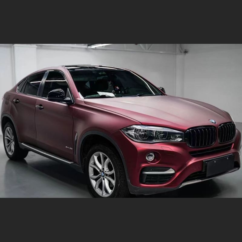 Ravoony Plus Matte Chrome Romanee Red Vinyl Car Wrap BMW X6 Wrap