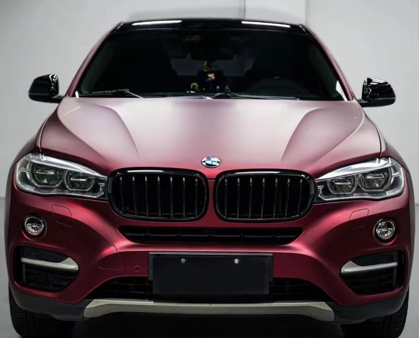 Ravoony Plus PET Matte Chrome Romanee Red Vinyl Car Wrap BMW X6 Wrap
