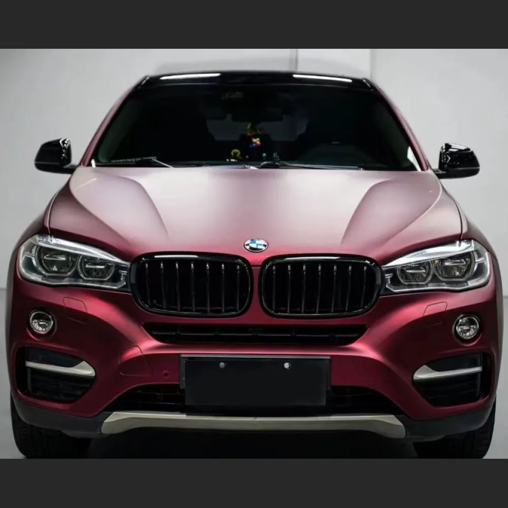 Ravoony Plus Matte Chrome Romanee Red Vinyl Car Wrap BMW X6 Wrap