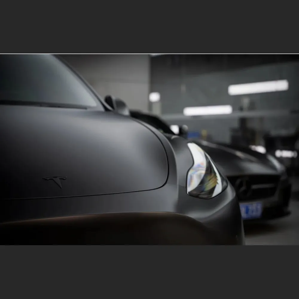Ravoony Plus Satin Black Car Wrap Tesla Model Y Wrap