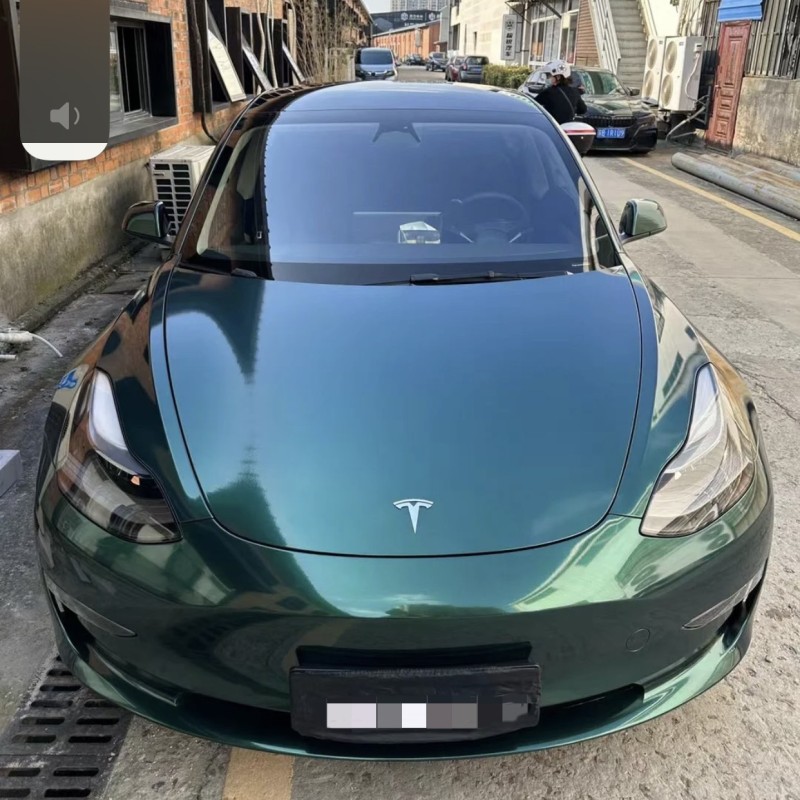 Ravoony Plus Glossy Royal Green Vinyl Car Wrap Tesla Model 3 Wrap