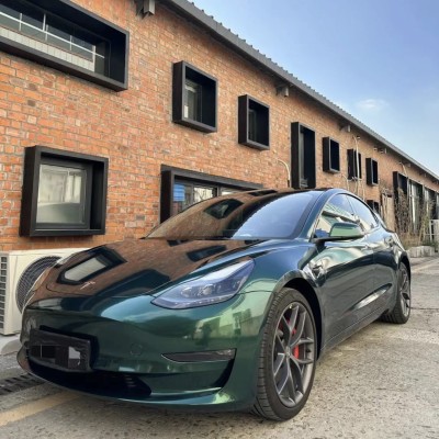 Ravoony Plus Glossy Royal Green Vinyl Car Wrap Tesla Model 3 Wrap 02