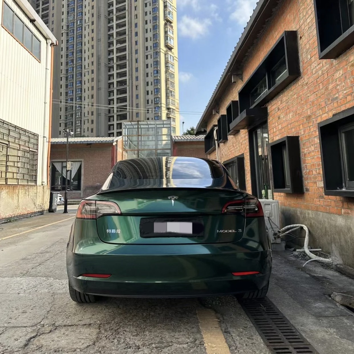 Ravoony Plus Glossy Royal Green Vinyl Car Wrap Tesla Model 3 Wrap