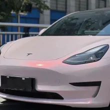 PET Flower Pink Car Wrap Tesla Model 3 Wrap