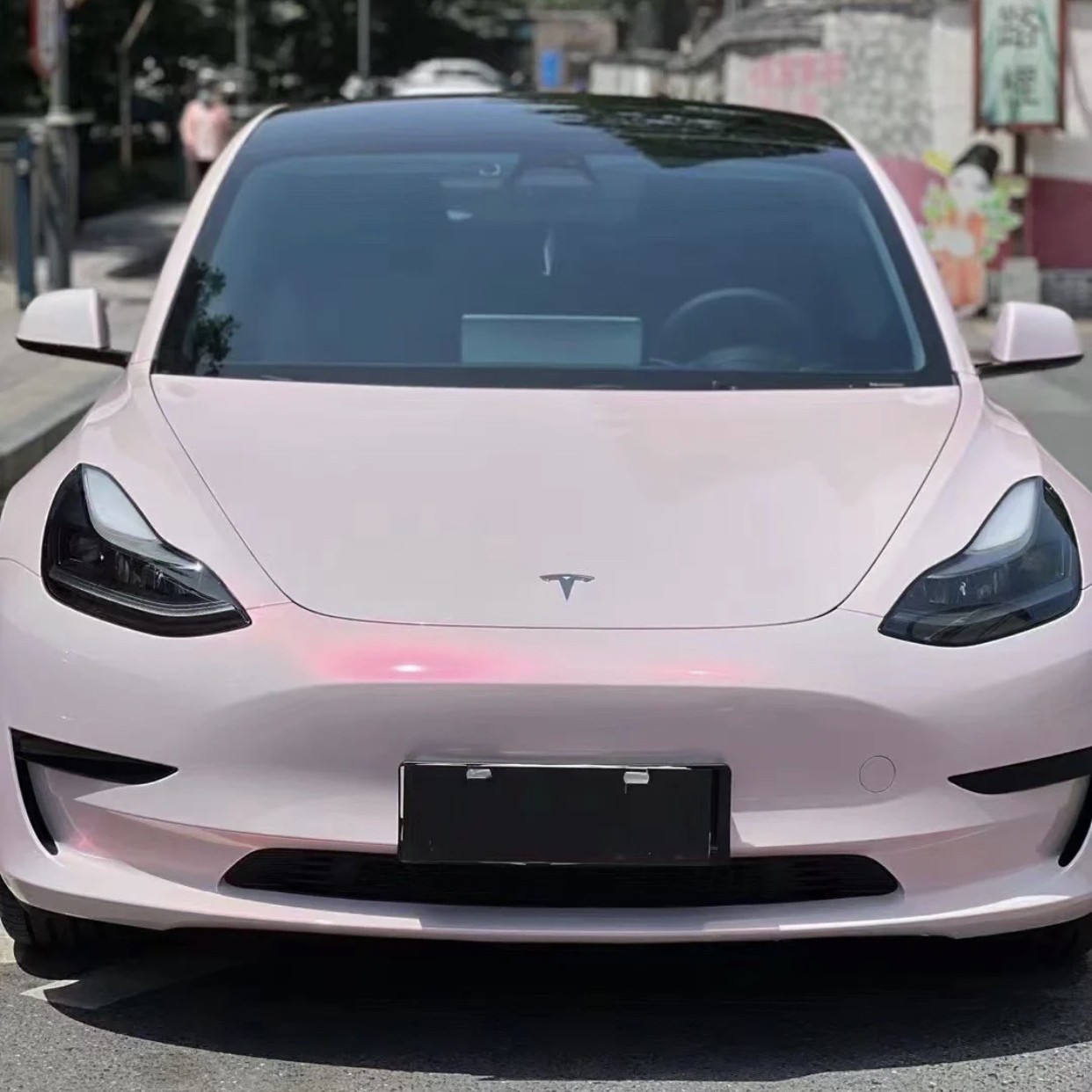Ravoony Plus PET Flower Pink Car Wrap Tesla Model 3 Wrap