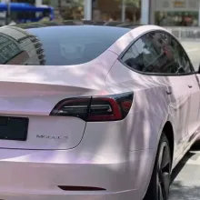 PET Flower Pink Car Wrap Tesla Model 3 Wrap