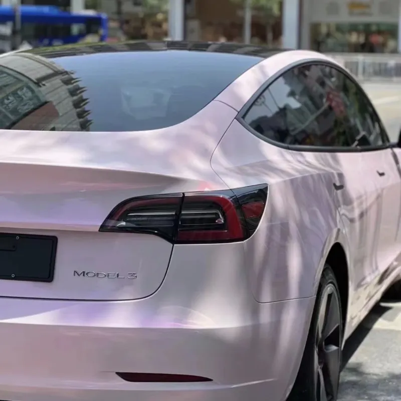 PET Flower Pink Car Wrap Tesla Model 3 Wrap