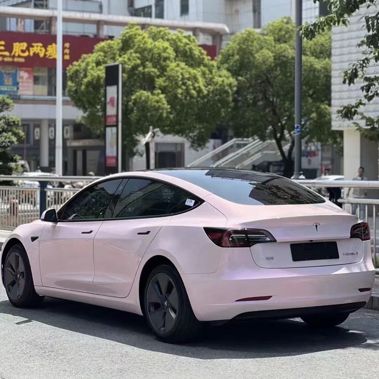 Ravoony Plus PET Flower Pink Car Wrap Tesla Model 3 Wrap