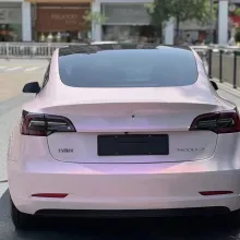 PET Flower Pink Car Wrap Tesla Model 3 Wrap