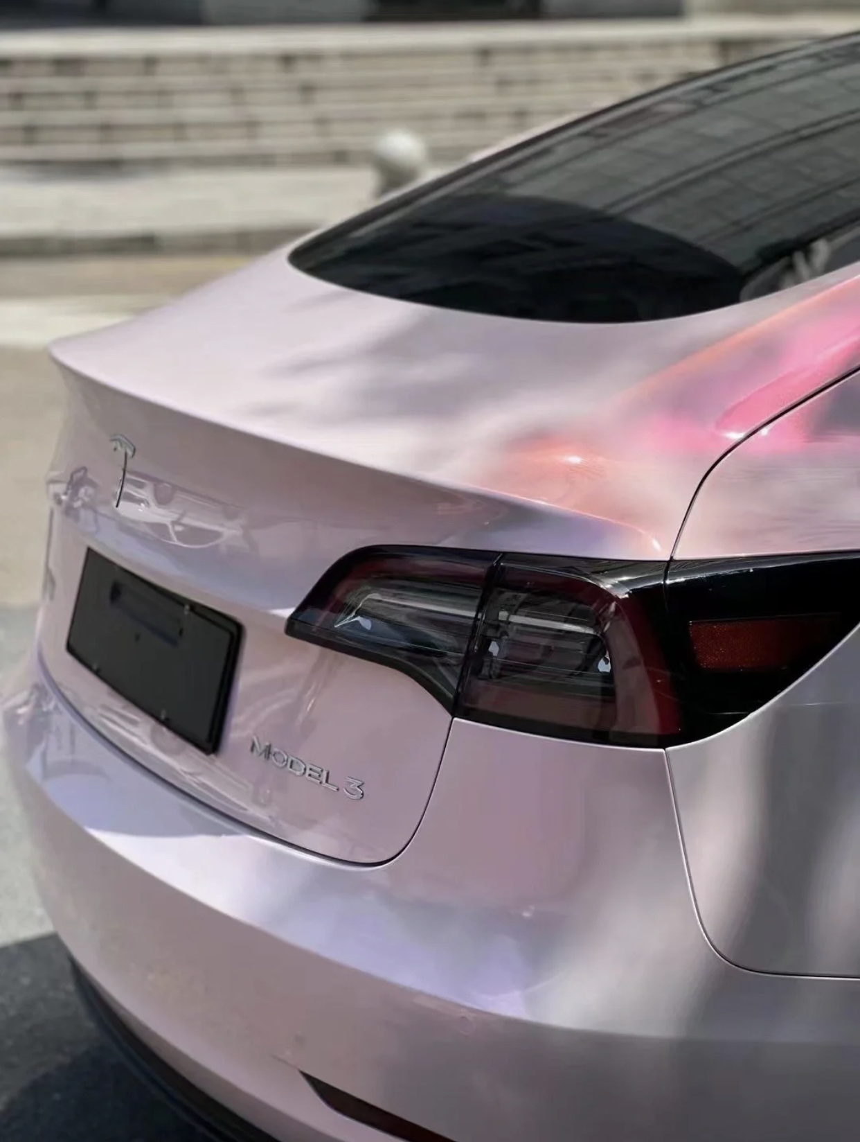 Ravoony Plus PET Flower Pink Car Wrap Tesla Model 3 Wrap