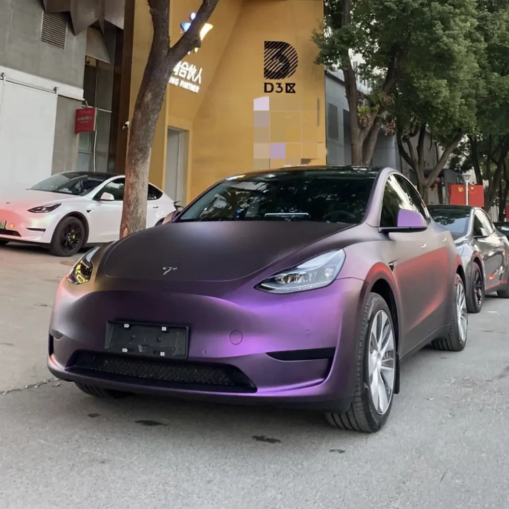 Tesla Model Y Wrap，Best Ravoony Ultimate Flat Magic Purple Car Vinyl Wrap Tesla Model Y Wrap