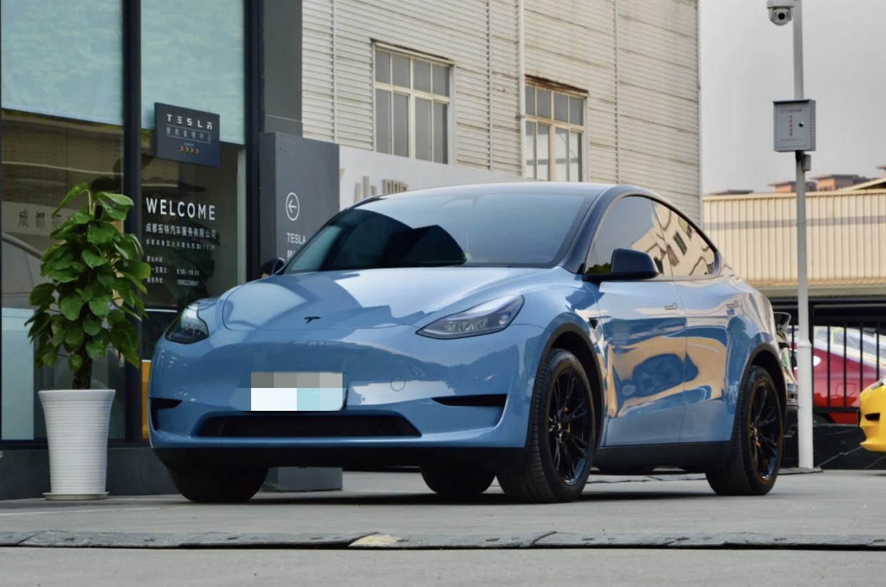 Ravoony Plus Gloss China Blue Car Vinyl Wrap Tesla Model Y Wrap