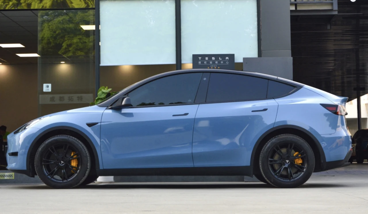 Ravoony Plus Gloss China Blue Car Vinyl Wrap Tesla Model Y Wrap
