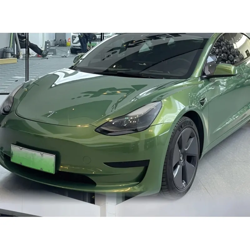 Gloss Aston Martin Iridescent Emerald Green Car Wrap Tesla Model Y Wrap