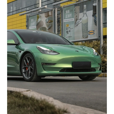  Ravoony Plus Gloss Aston Martin Iridescent Emerald Green Car Wrap Tesla Model Y Wrap 02