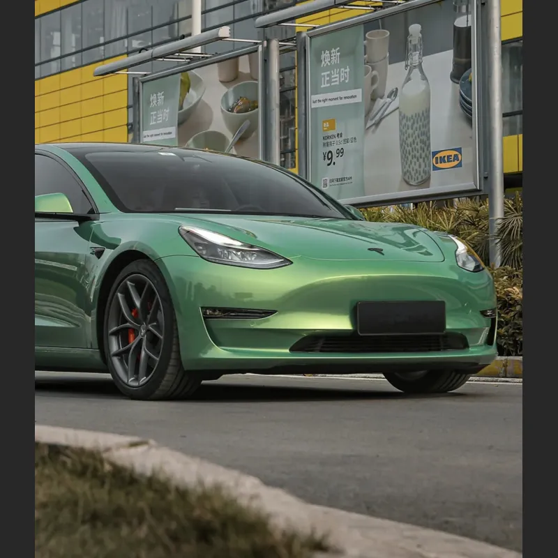  Ravoony Plus Gloss Aston Martin Iridescent Emerald Green Car Wrap Tesla Model Y Wrap