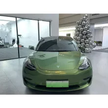 Gloss Aston Martin Iridescent Emerald Green Car Wrap Tesla Model Y Wrap