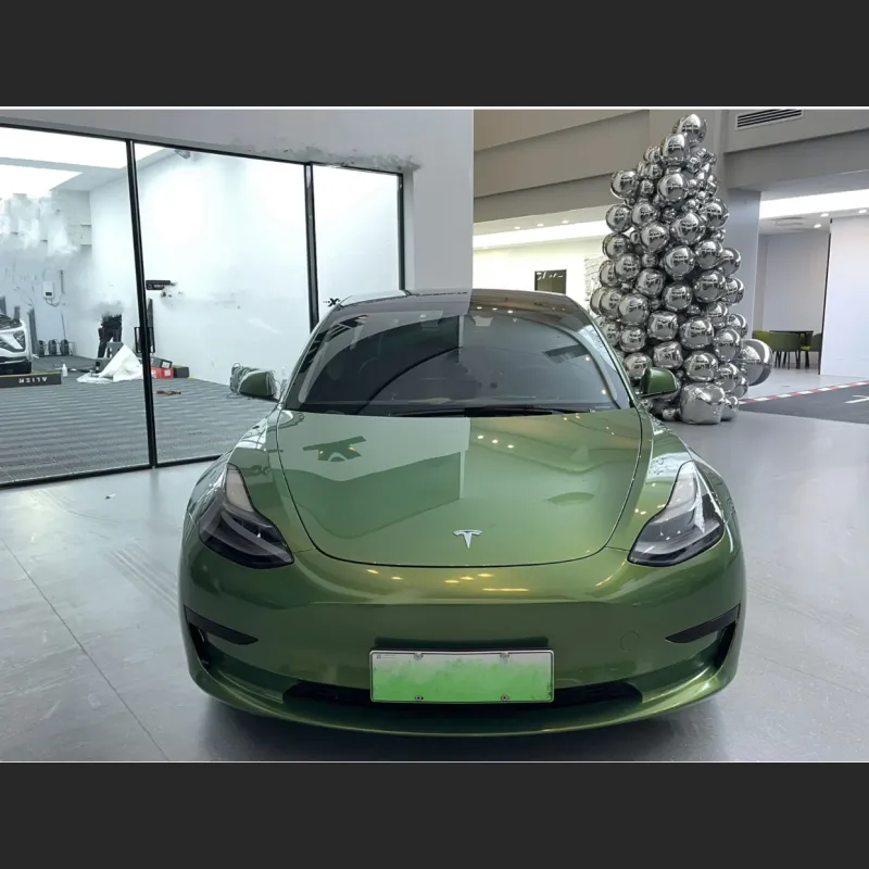  Ravoony Plus Gloss Aston Martin Iridescent Emerald Green Car Wrap Tesla Model Y Wrap