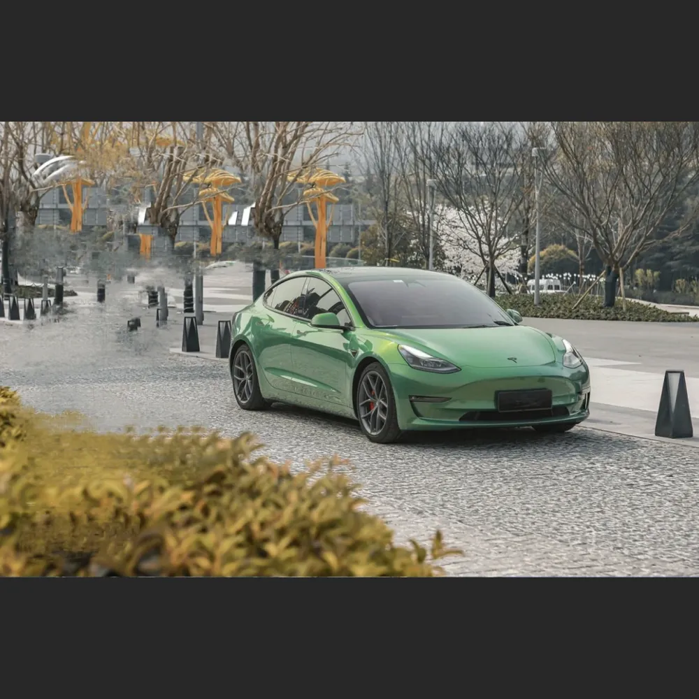  Ravoony Plus Gloss Aston Martin Iridescent Emerald Green Car Wrap Tesla Model Y Wrap